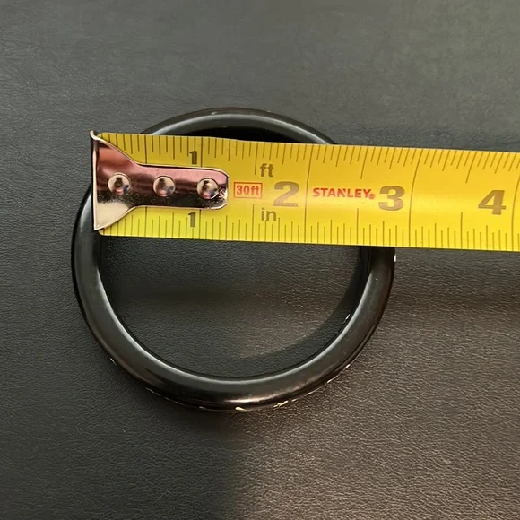 Vintage Plastic Bangle Bracelet, Black, White Floral Design, Retro, Boho - Picture 7 of 7